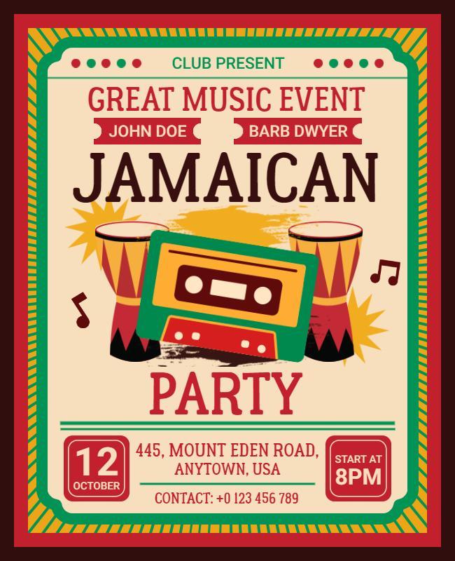 Jamaican Music Party Event Flyer Template