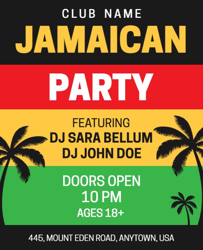 Jamaican Themed Club Party Flyer Template