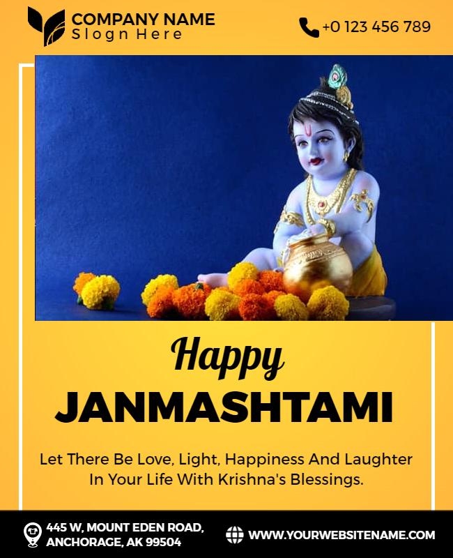 Janmashtami Celebration Festivities Flyer Template