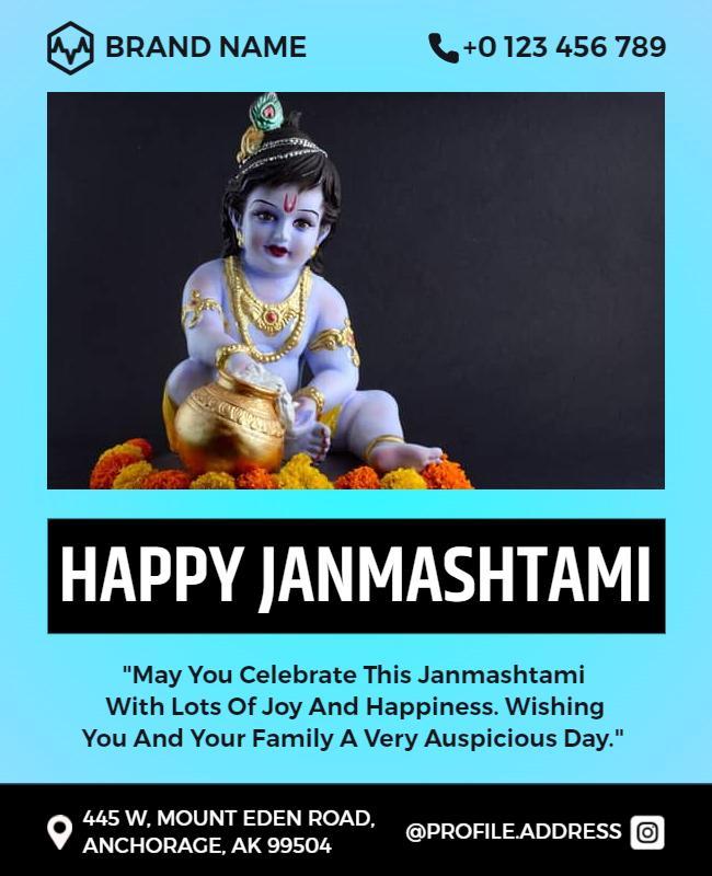 Janmashtami Celebration Greeting Flyer Template