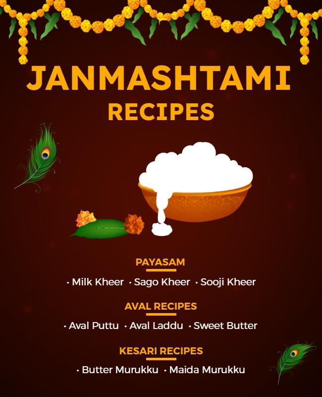 Janmashtami Festival Recipe Flyer Template