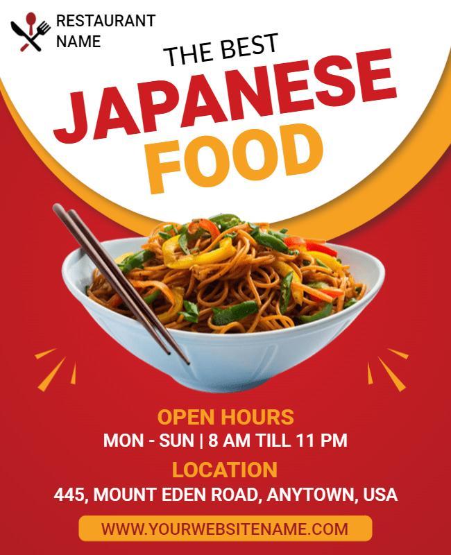 Japanese Cuisine Restaurant Promotional Flyer Template