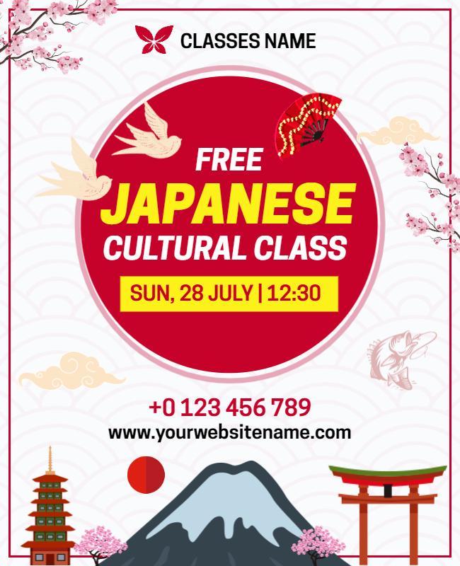 Japanese Cultural Class Promotional Flyer Template