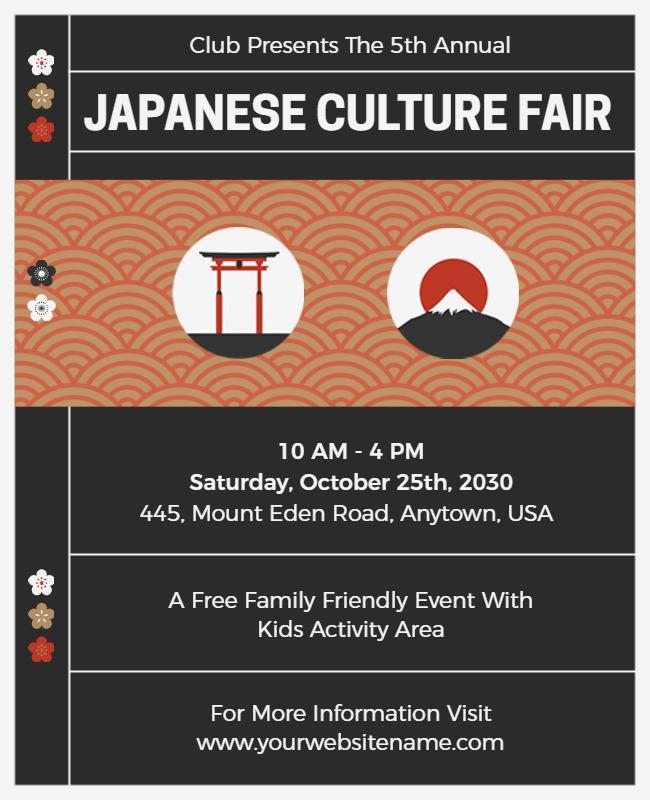 Japanese Culture Fair Family Event Flyer Template