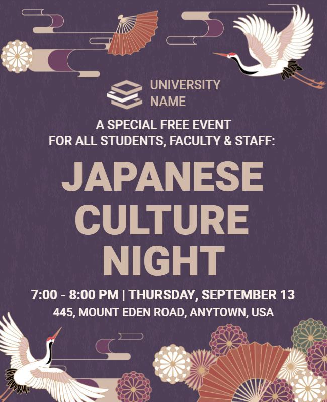 Japanese Culture Night University Event Flyer Template