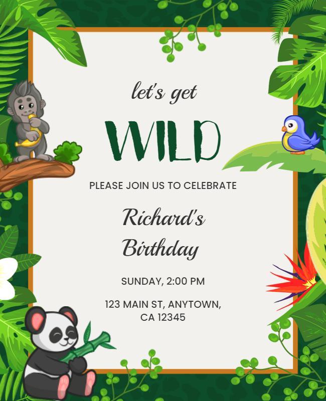 Jungle Safari Themed Birthday Invitation Flyer Template