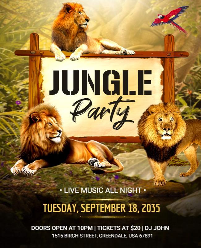 Jungle Theme Party with Live Music Flyer Template