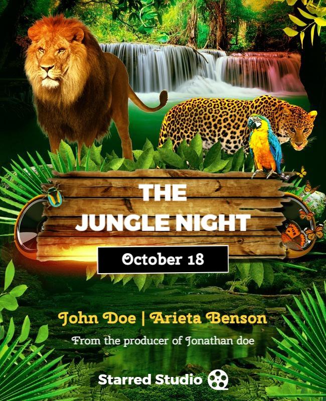 Jungle Themed Wildlife Adventure Night Flyer Template