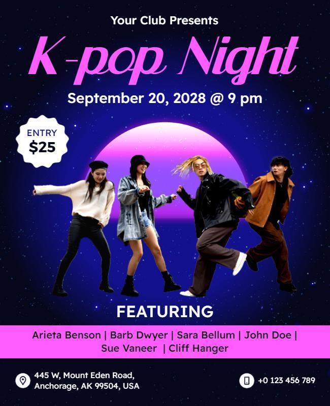 K Pop Night Music Event Flyer Template