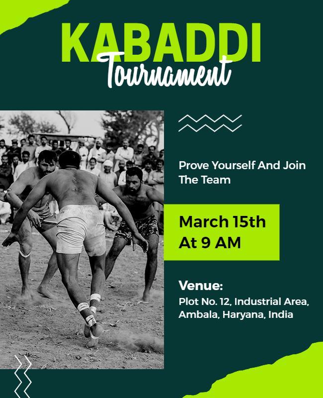 Kabaddi Sports Tournament Invitation Flyer Template