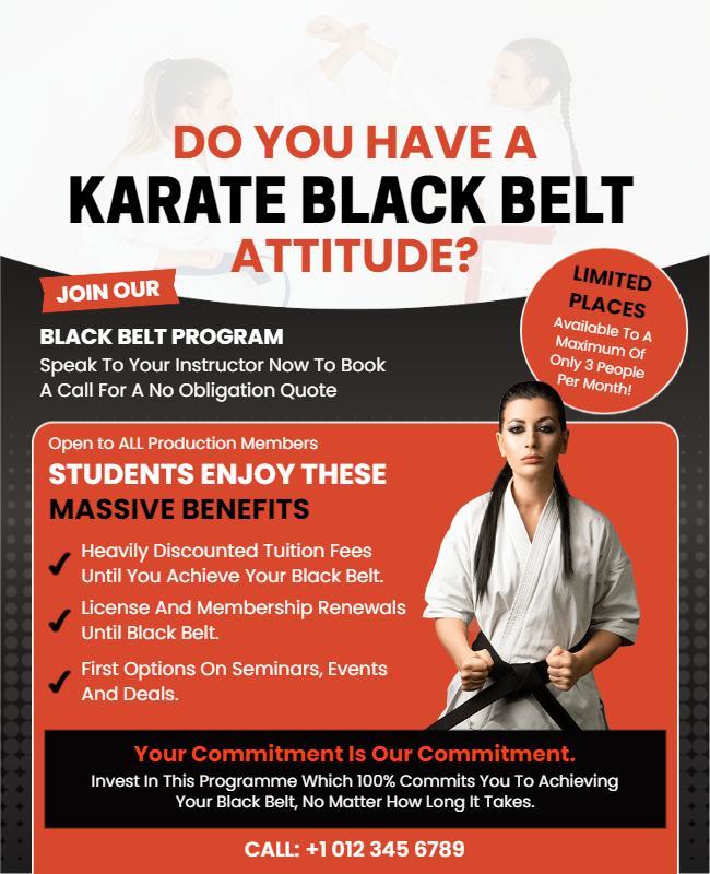 Karate Black Belt Program Promotional Flyer Template