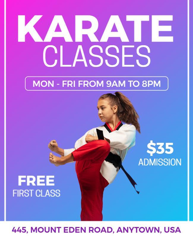 Karate Training Classes Promotional Flyer Template