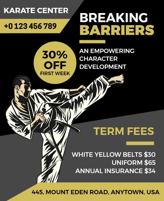 Karate Training Program Promotional Flyer Template