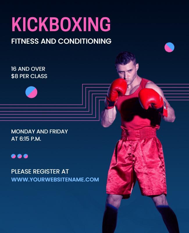 Kickboxing Fitness and Conditioning Class Flyer Template