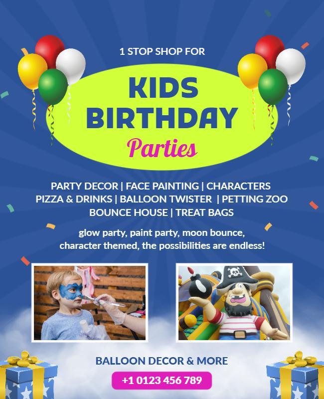 Kids Birthday Party Celebration Flyer Template