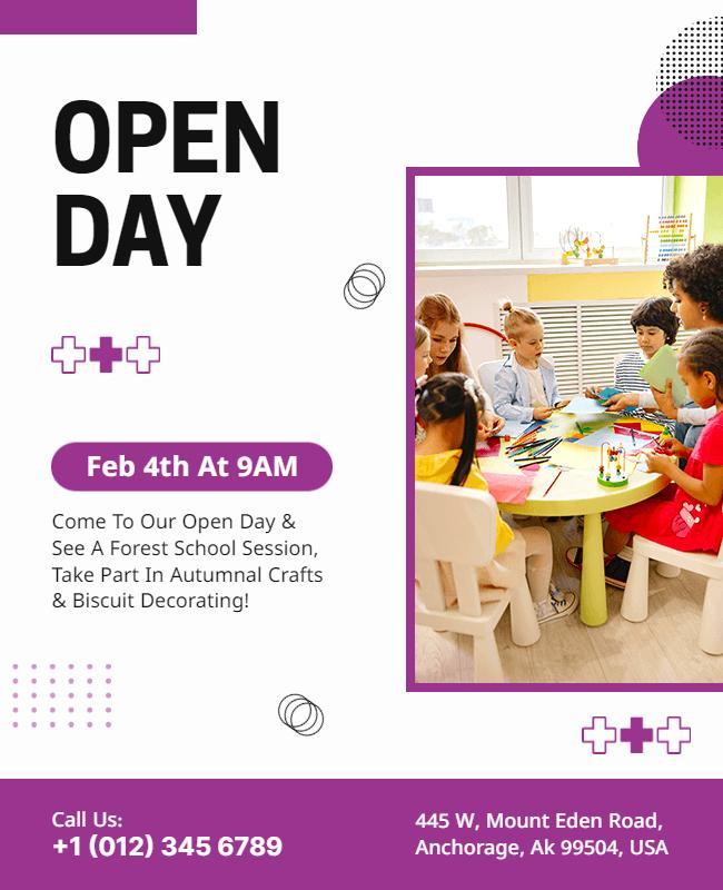 Kids Educational Open Day Event Flyer Template