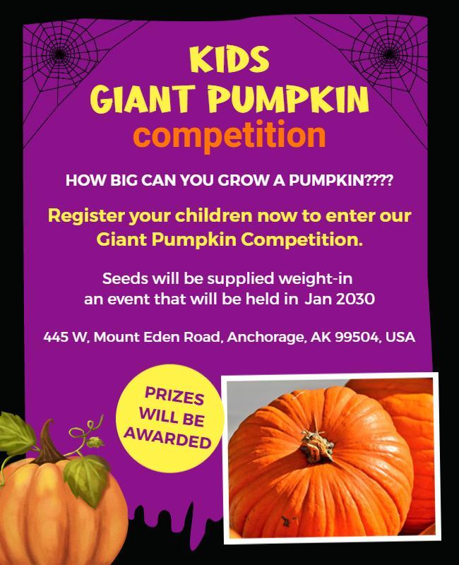 Kids Giant Pumpkin Competition Event Flyer Template