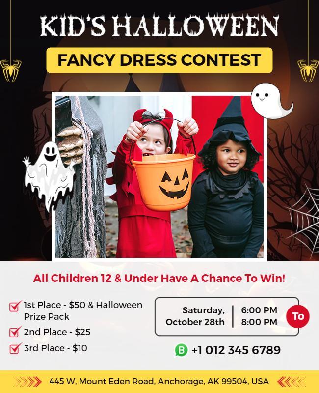 Kids Halloween Fancy Dress Contest Flyer Template