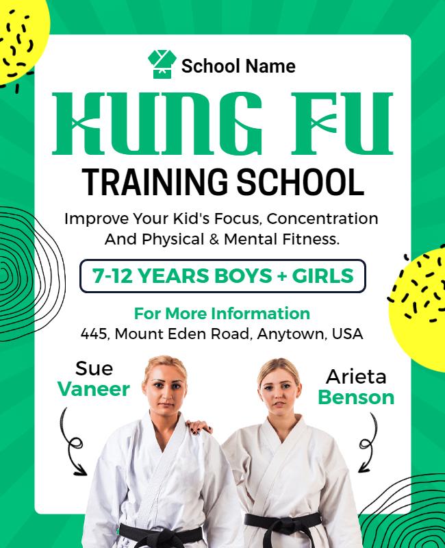 Kids Kung Fu Training School Flyer Template