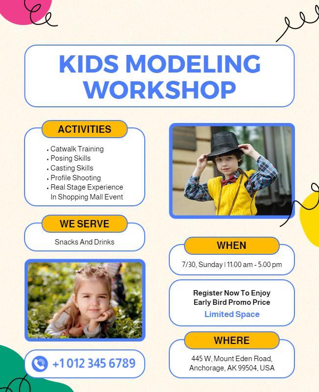 Kids Modeling Workshop Event Flyer Template