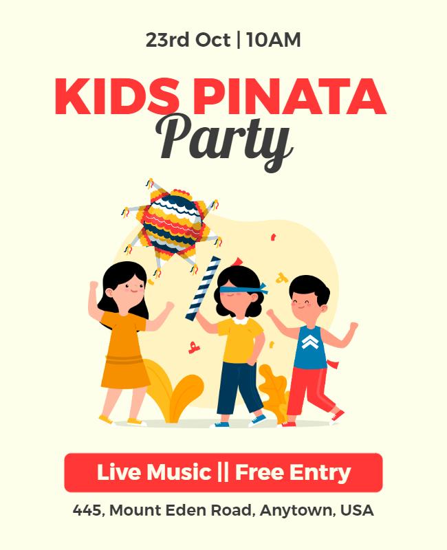 Kids Pinata Party with Live Music Flyer Template