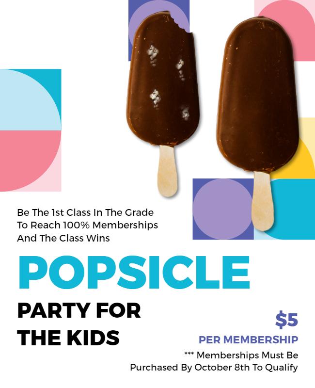 Kids Popsicle Party Membership Flyer Template