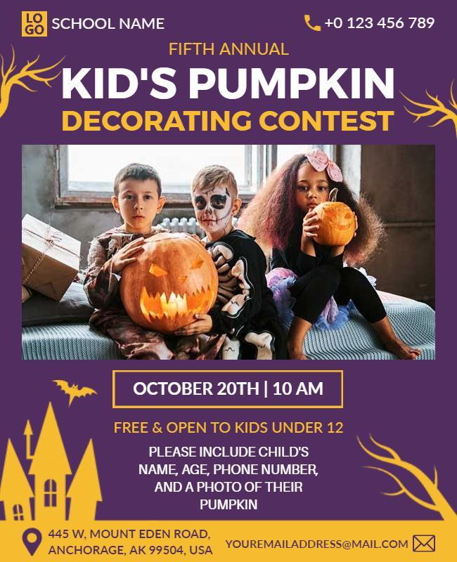 Kids Pumpkin Decorating Contest Event Flyer Template