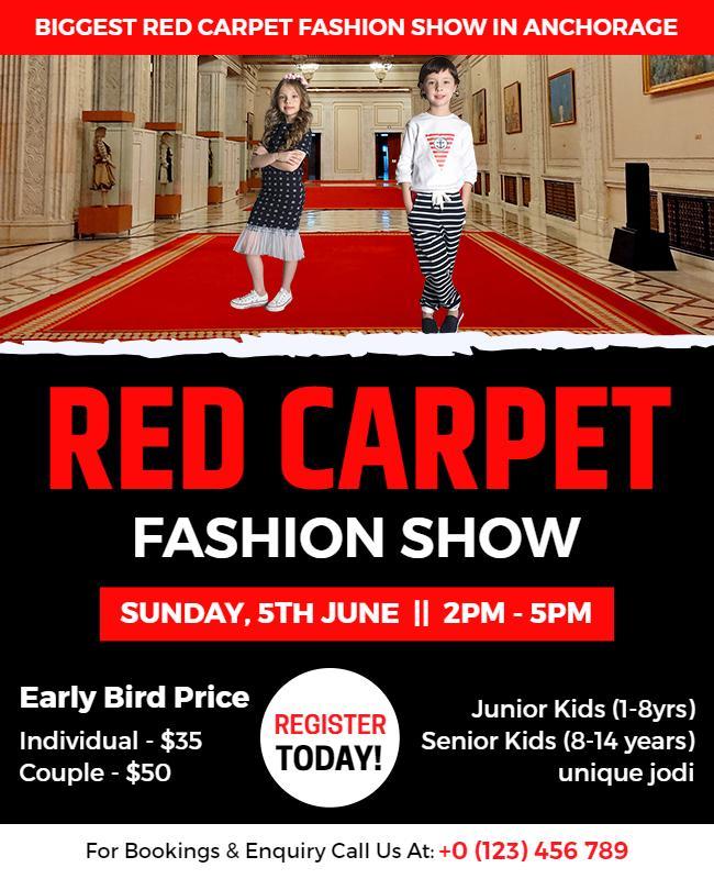 Kids Red Carpet Fashion Show Flyer Template