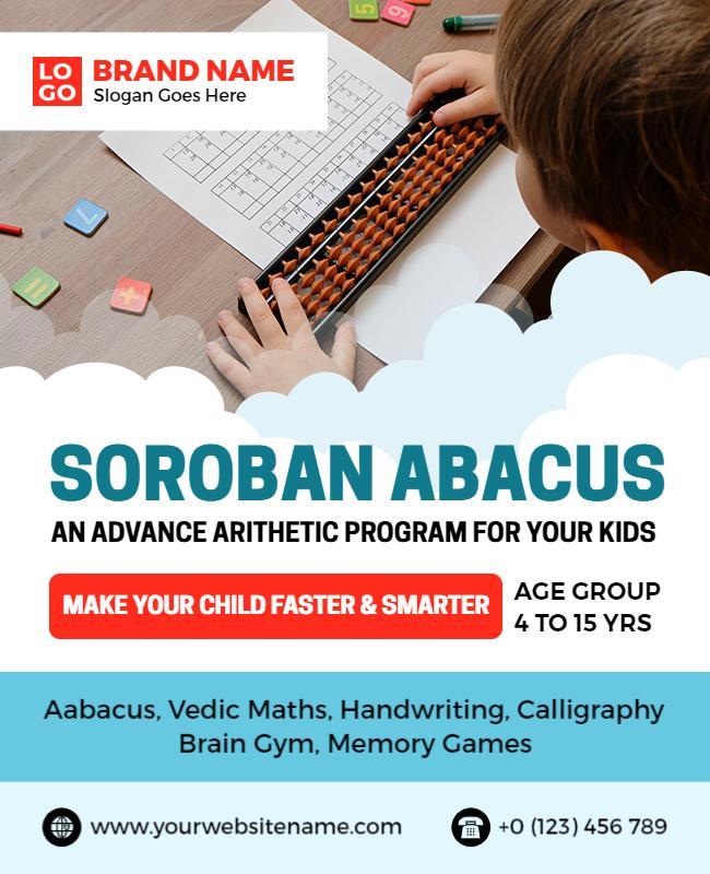 Kids Soroban Abacus Arithmetic Program Flyer Template