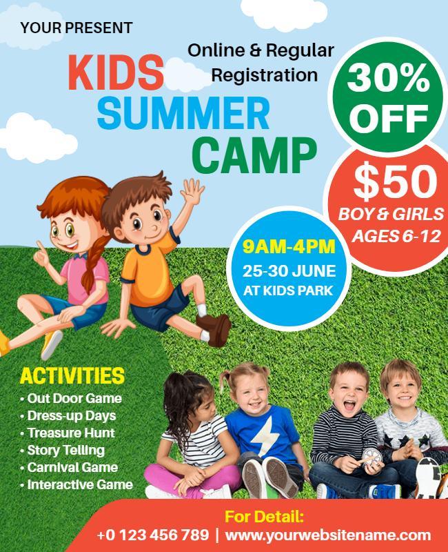 Kids Summer Camp Activities Flyer Template