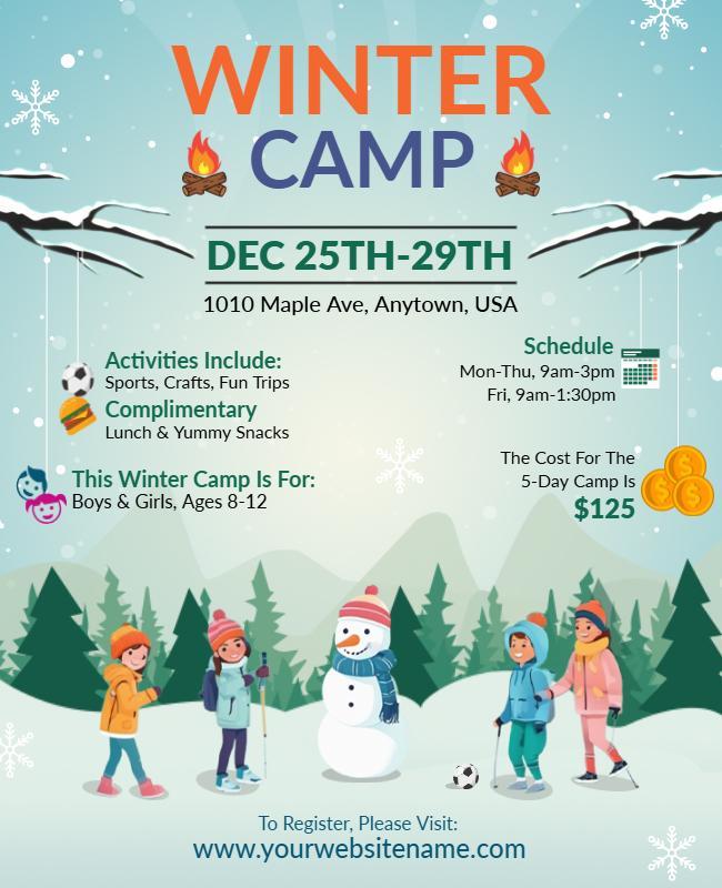 Kids Winter Camp Activity Flyer Template