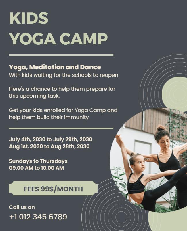 Kids Yoga and Meditation Camp Flyer Template