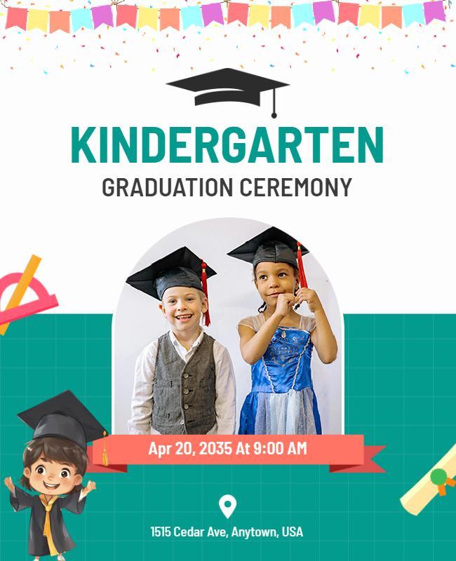 Kindergarten Graduation Ceremony Celebration Flyer Template