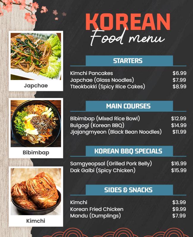 Korean Food Menu Flyer Template