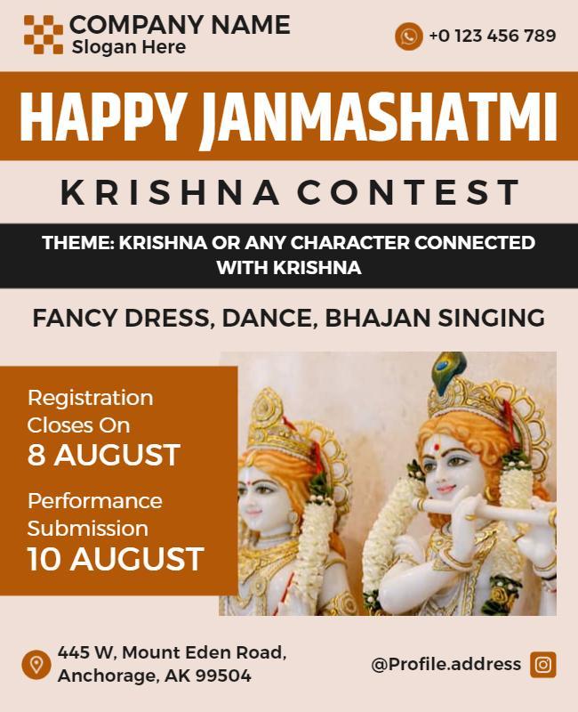 Krishna Janmashtami Celebration Contest Flyer Template