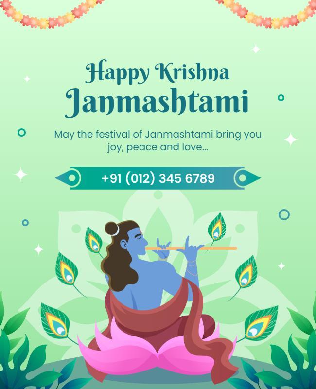 Krishna Janmashtami Celebration Flyer Template