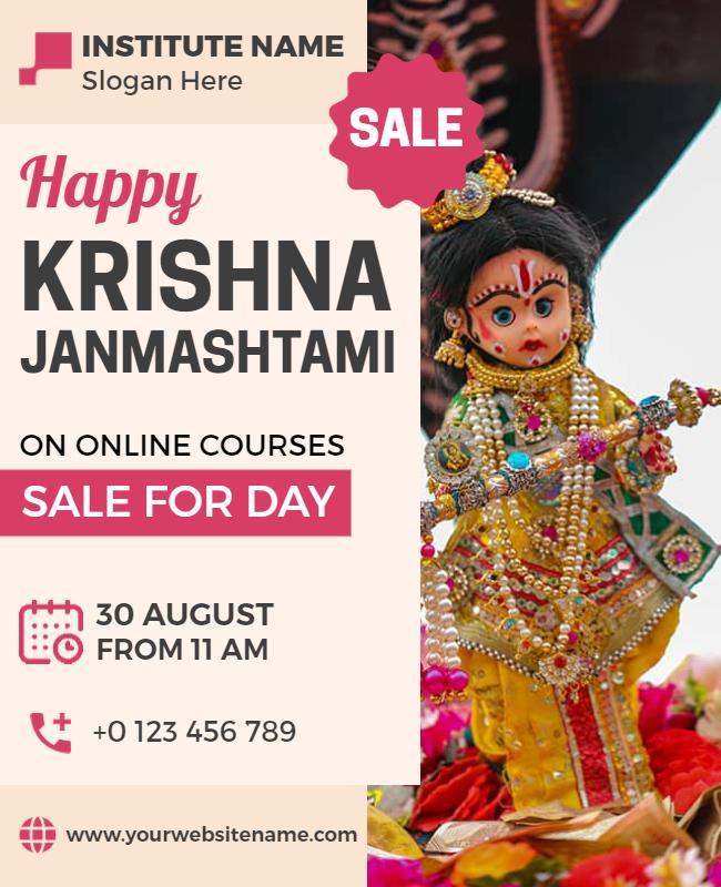 Krishna Janmashtami Online Course Sale Flyer Template