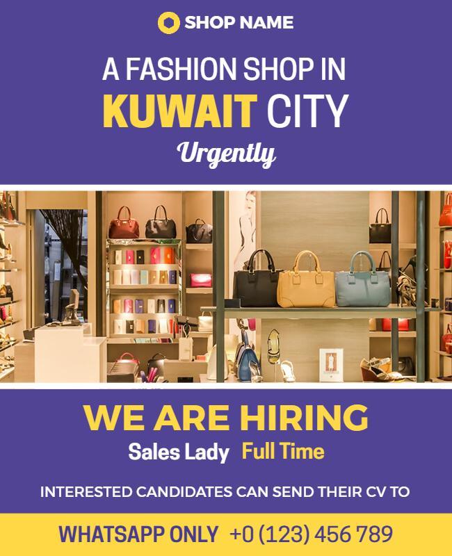 Kuwait City Fashion Store Hiring Flyer Template