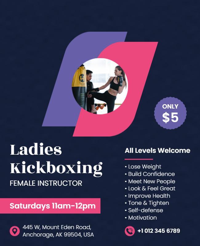 Ladies Kickboxing Class Promotion Flyer Template