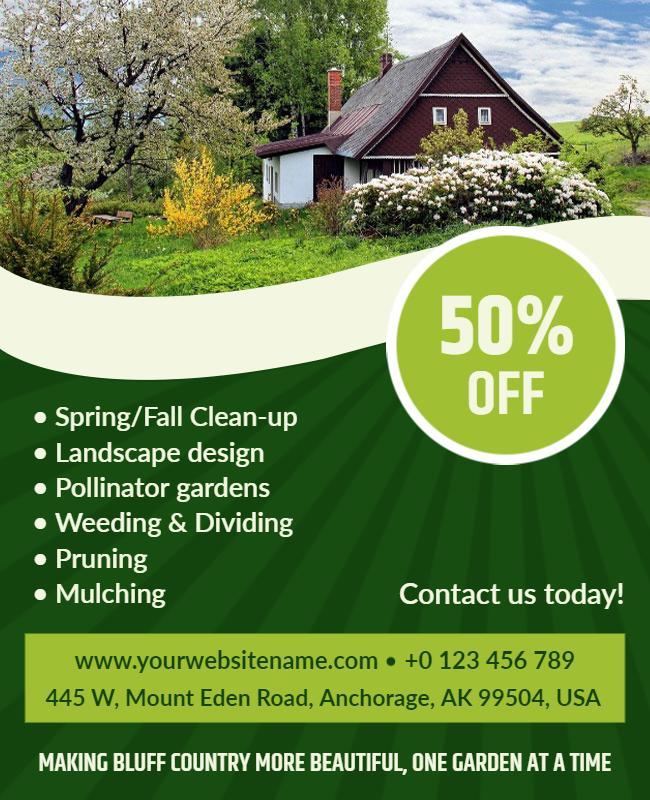 Landscape Gardening Services Discount Flyer Template