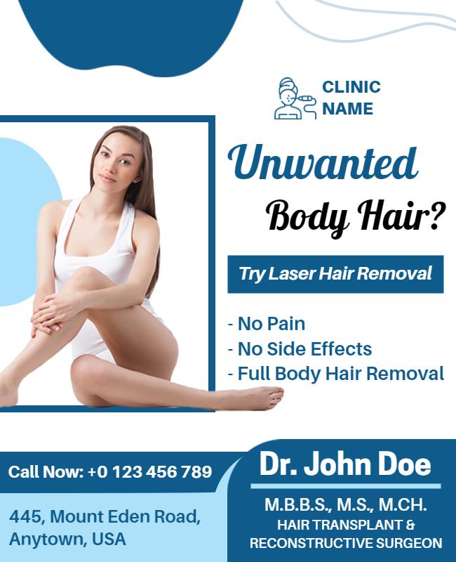 Laser Hair Removal Clinic Promotion Flyer Template