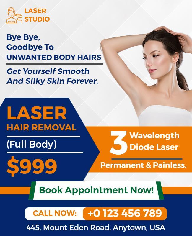 Laser Hair Removal Service Promotion Flyer Template