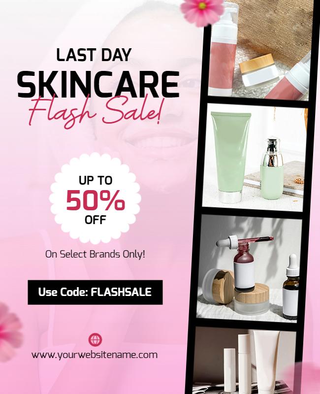 Last Day Skincare Flash Sale Discount Flyer Template