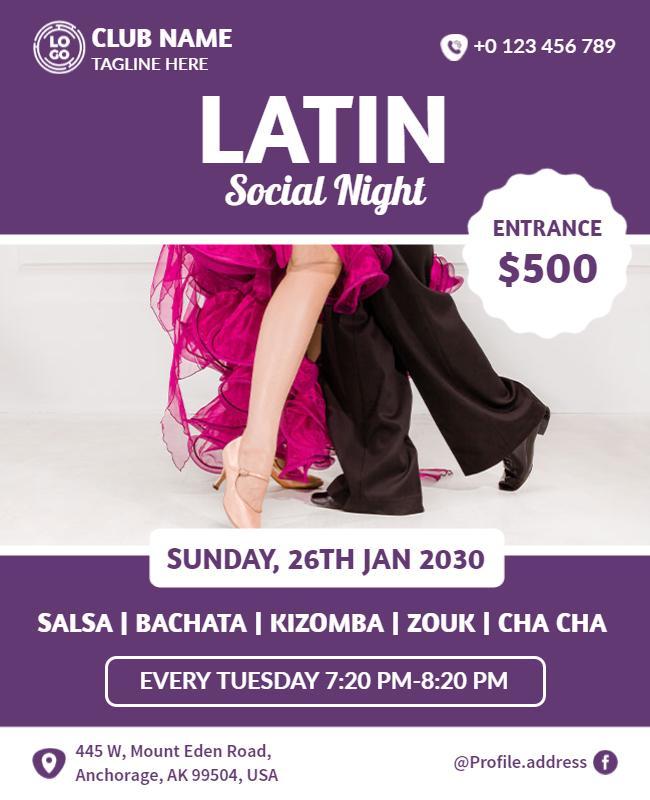 Latin Dance Social Night Flyer Template