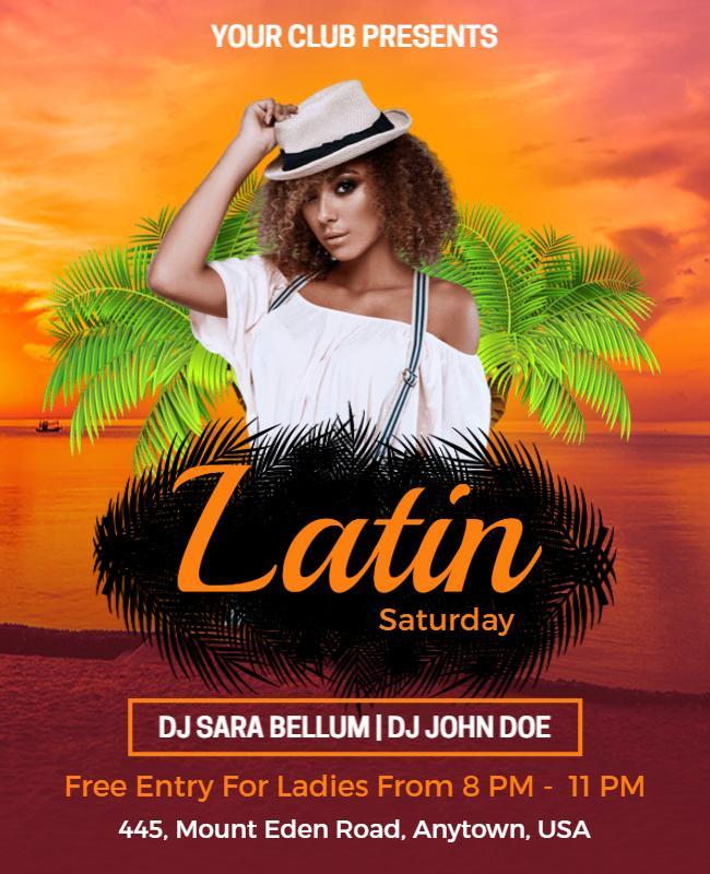 Latin Saturday Dance Party Flyer Template