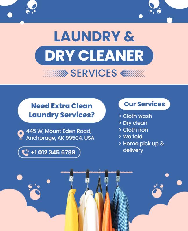 Laundry and Dry Cleaning Service Promotion Flyer Template