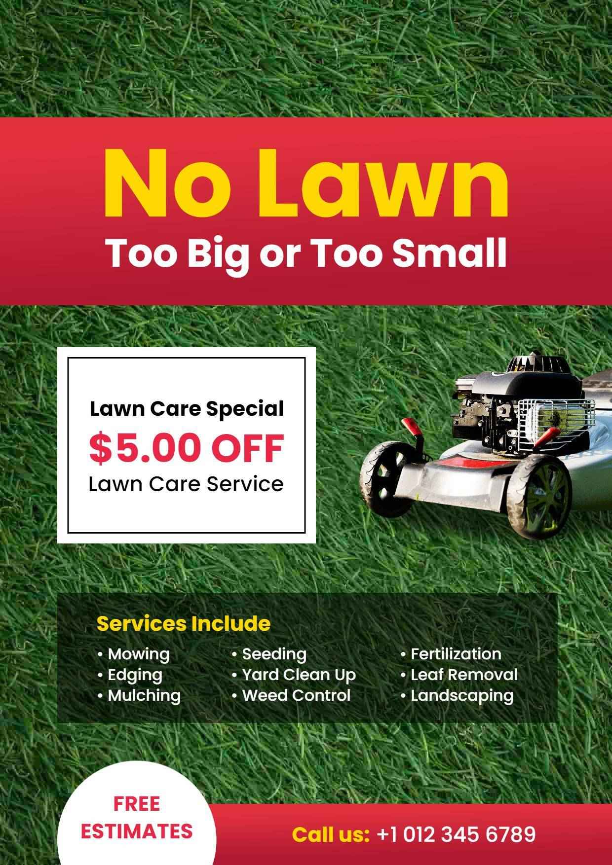 Lawn Care Services Discount Promotion A4 Flyer Template