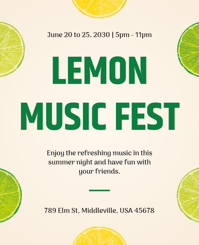 Lemon Music Festival Outdoor Event Flyer Template