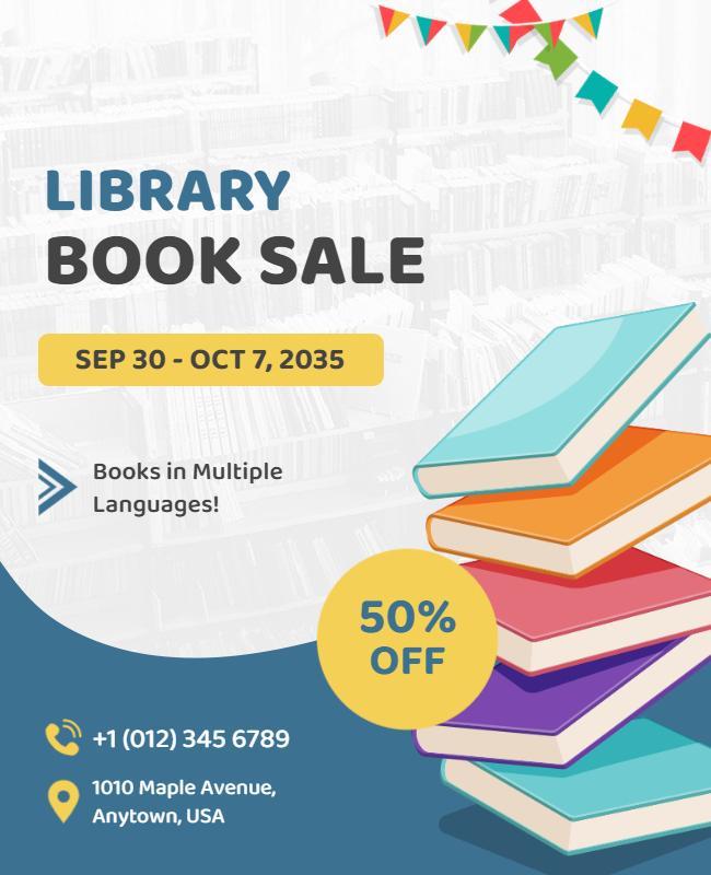 Library Book Sale Discount Flyer Template