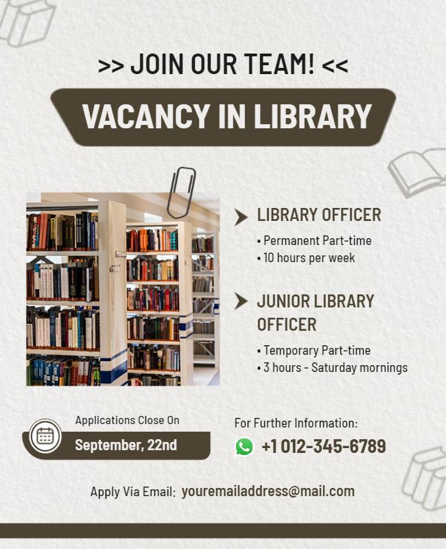 Library Job Openings Announcement Flyer Template